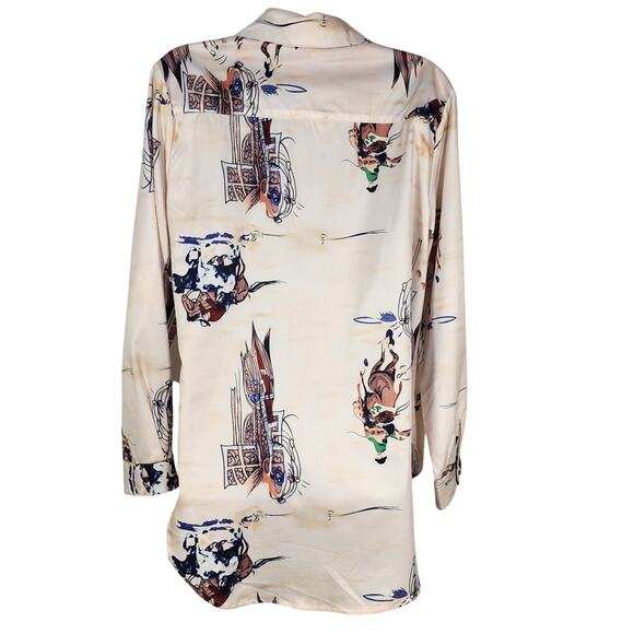 Misslook Blouse Womens Medium Western Button Peplum Equestrian Long Sleeve Flipp - Picture 2 of 11